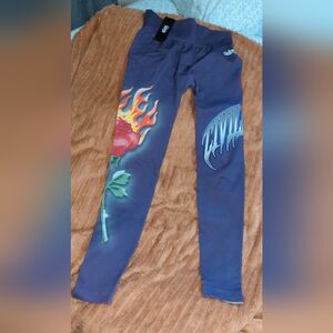 Civil Regime Leggings with Rose and Flame Design